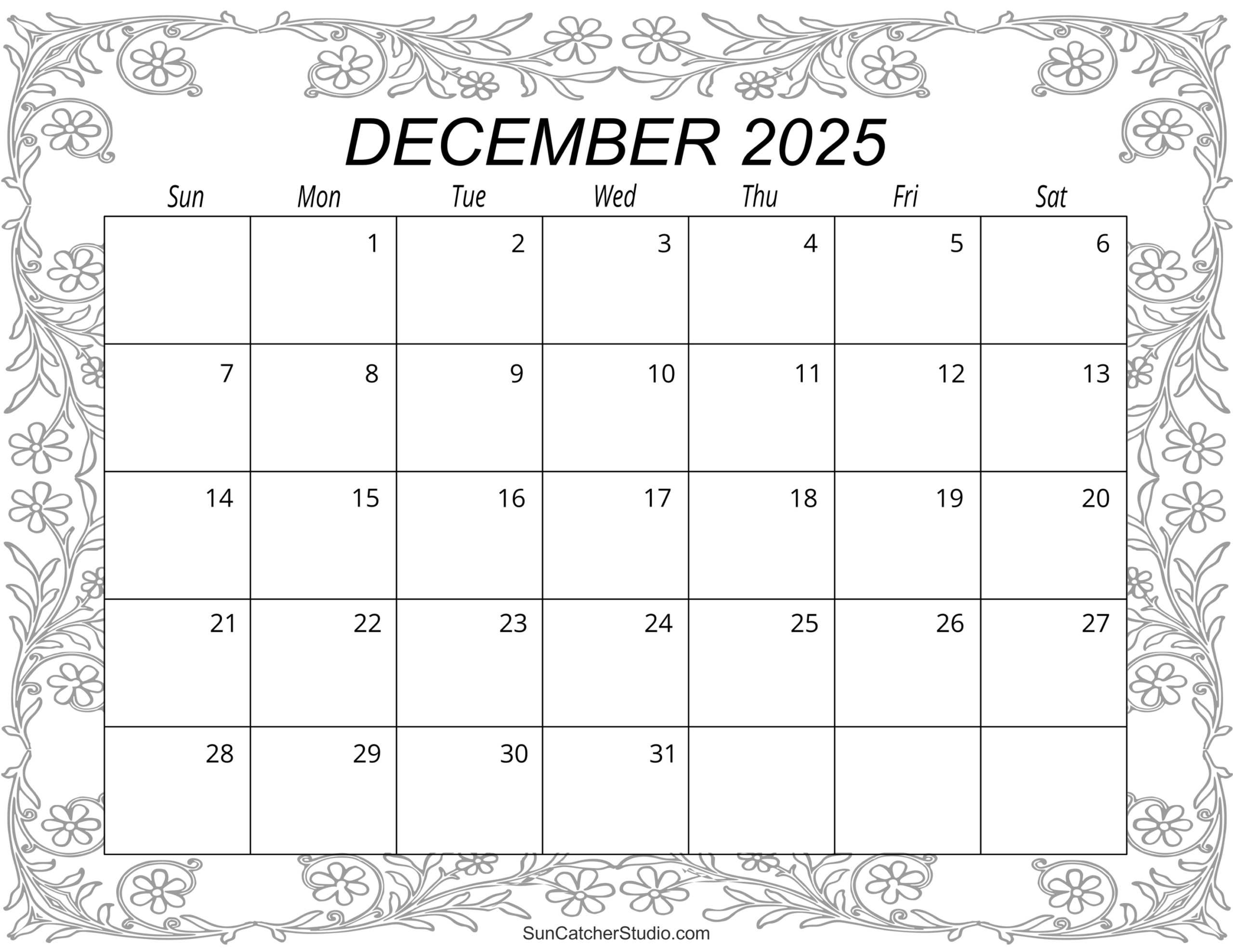 December 2025 Calendar (Free Printable) – Free Printables regarding December 2025 Calendar Printable
