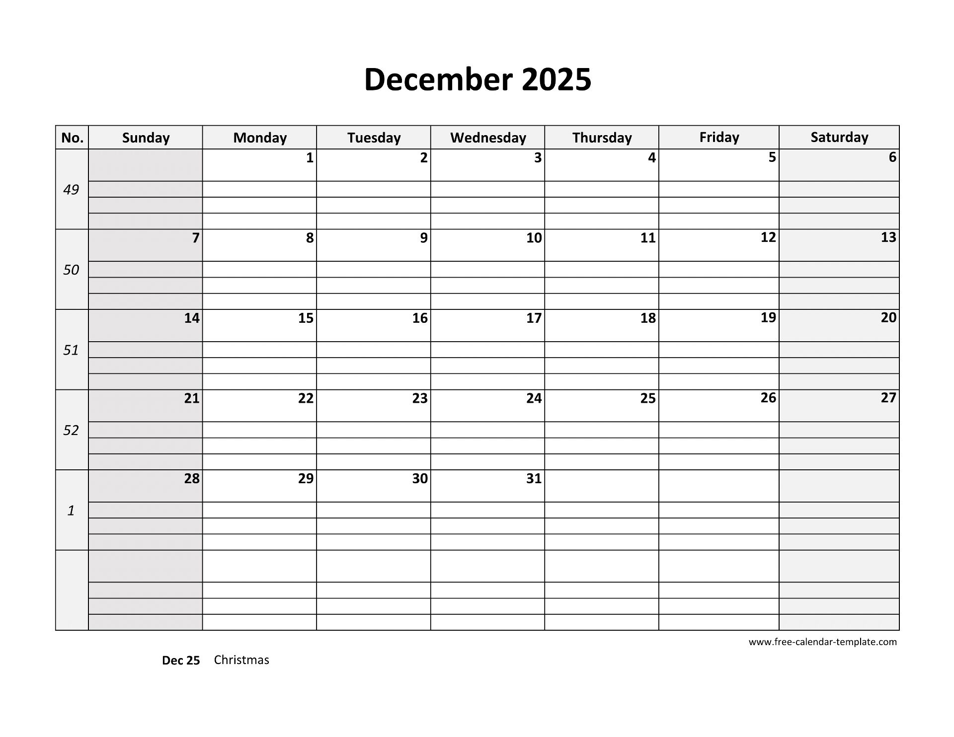 December 2025 Calendar Free Printable With Grid Lines Designed intended for December 2025 Calendar With Lines Printable