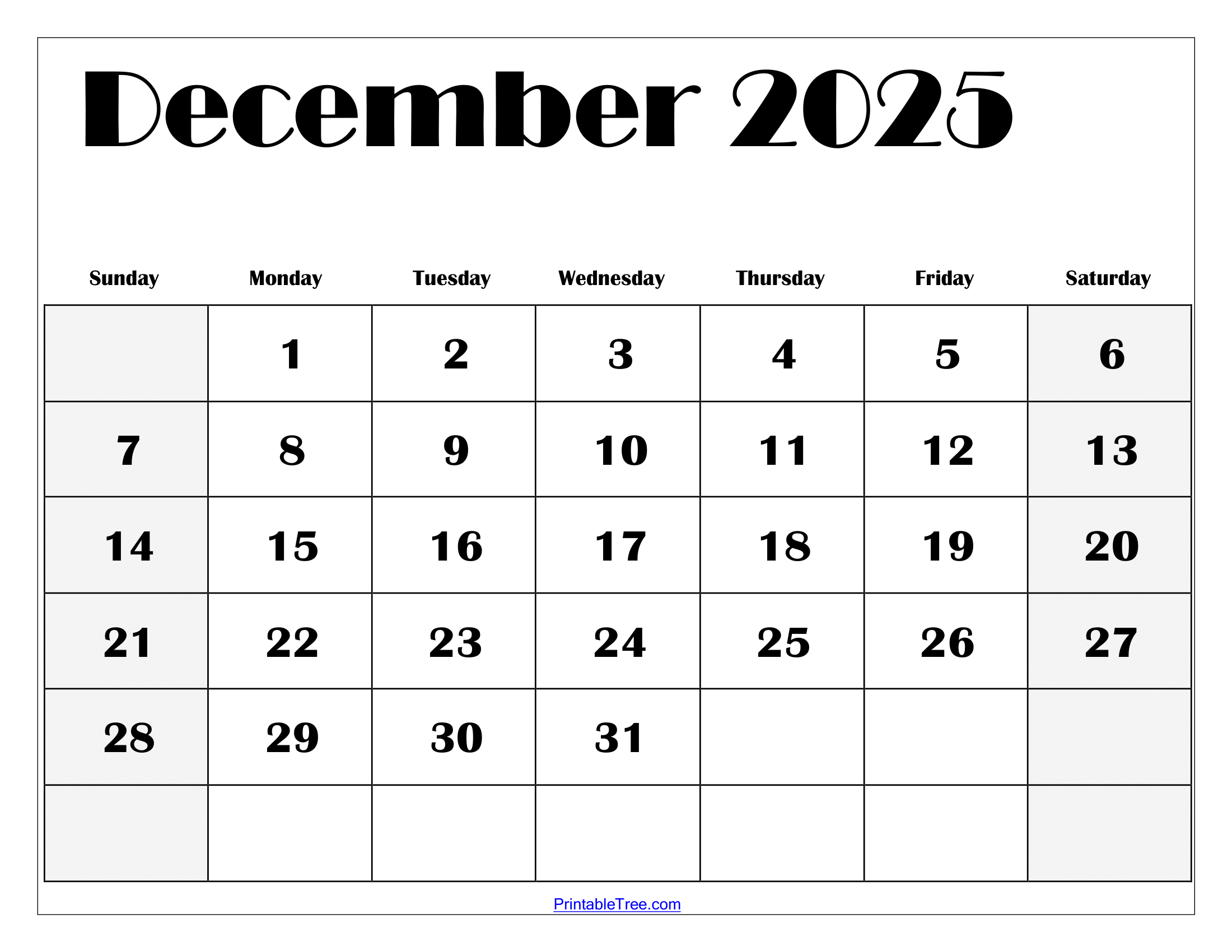 December 2025 Calendar Printable Pdf Template With Holidays with regard to Printable Free December 2025 Calendar