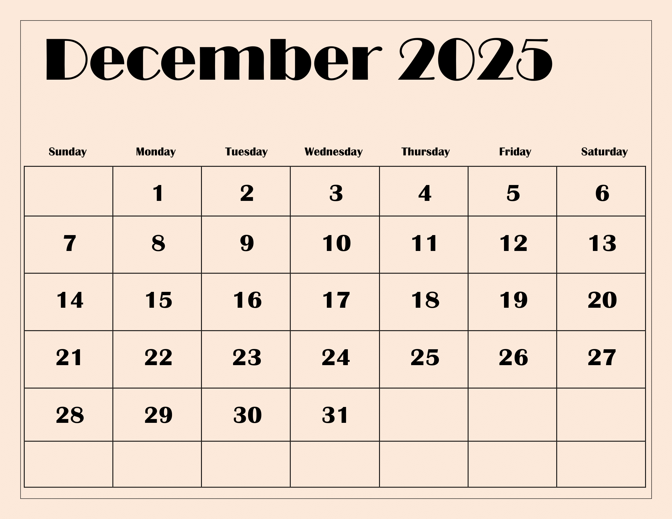 December 2025 Calendar Printable Pdf Template With Holidays within Month Of December 2025 Calendar Printable