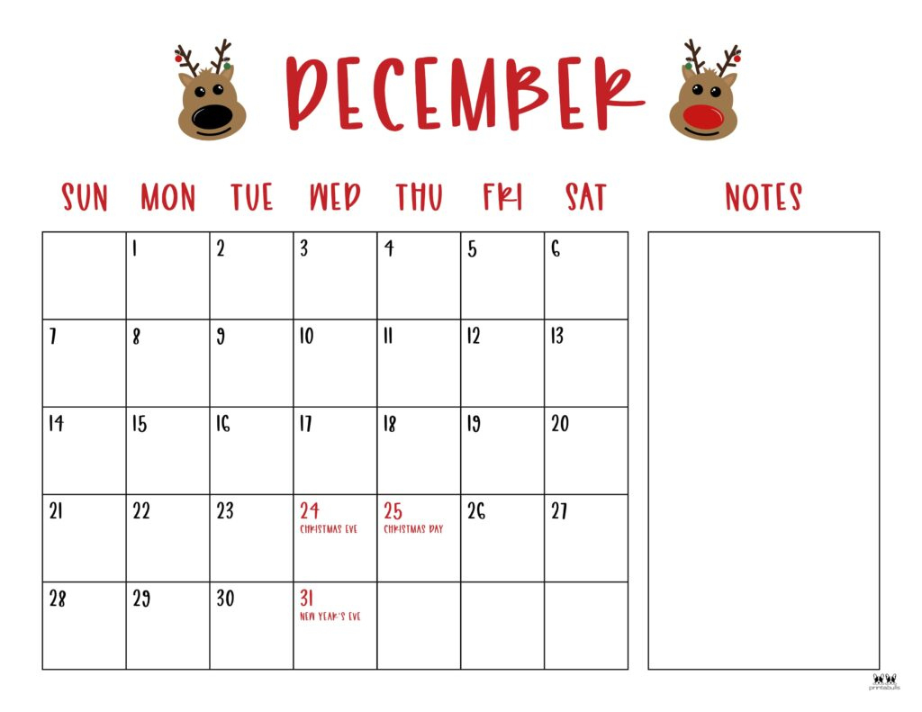 December 2025 Calendars - 107 Free Printables | Printabulls for Free Printable December 2025 Christmas Calendar