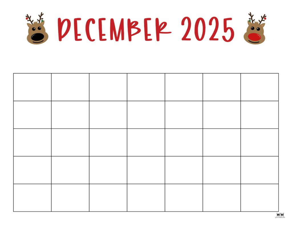 December 2025 Calendars - 107 Free Printables | Printabulls in Cute December 2025 Printable Calendar