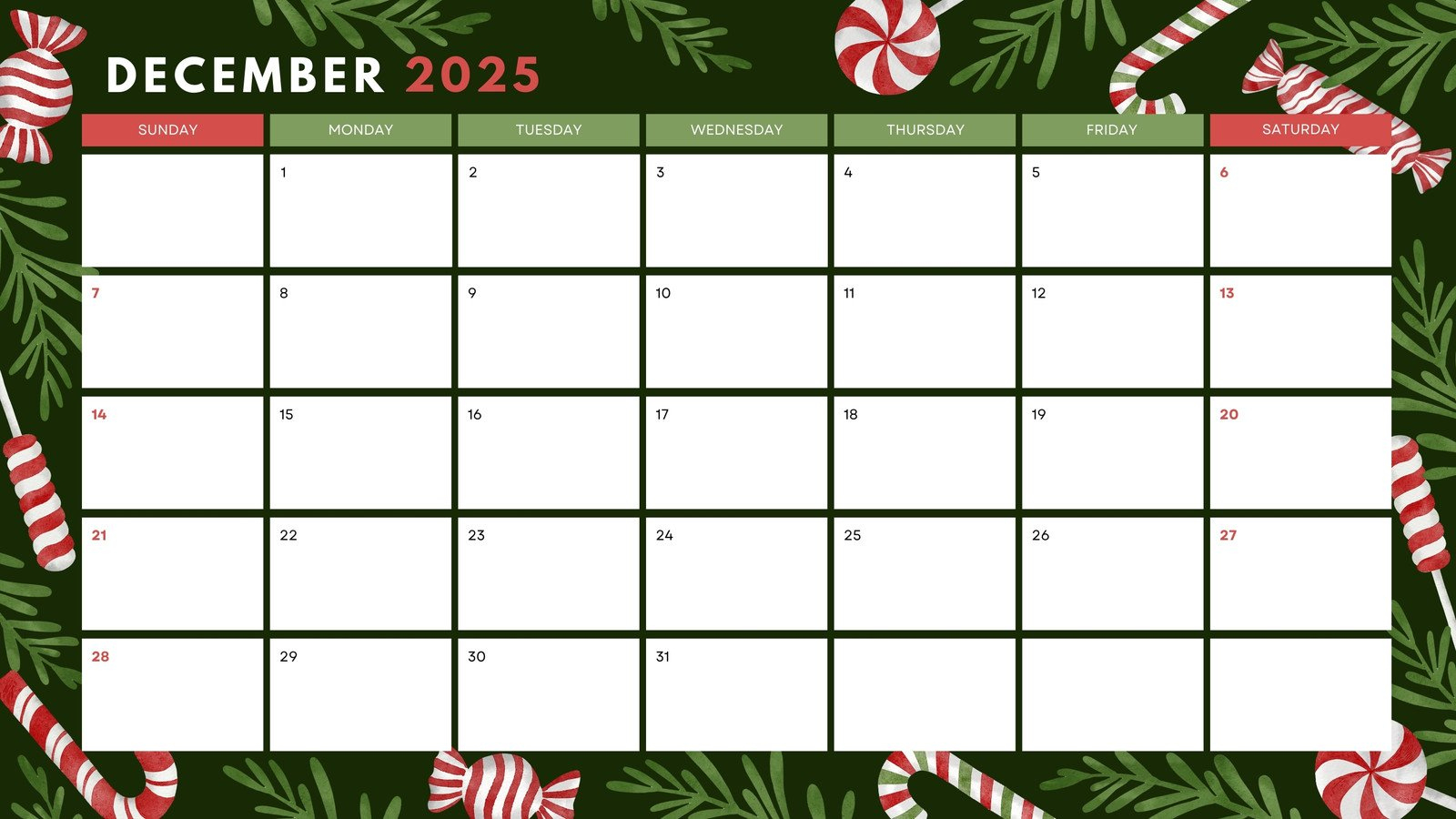 Free, Printable December 2025 Calendar Templates | Canva for December 2025 Calendar Printable Free Download
