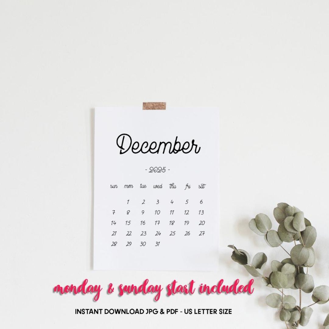 Printable Calendar December 2025, December Calendar, December 2025 in Free Printable Pregnancy Announcement Calendar December 2025
