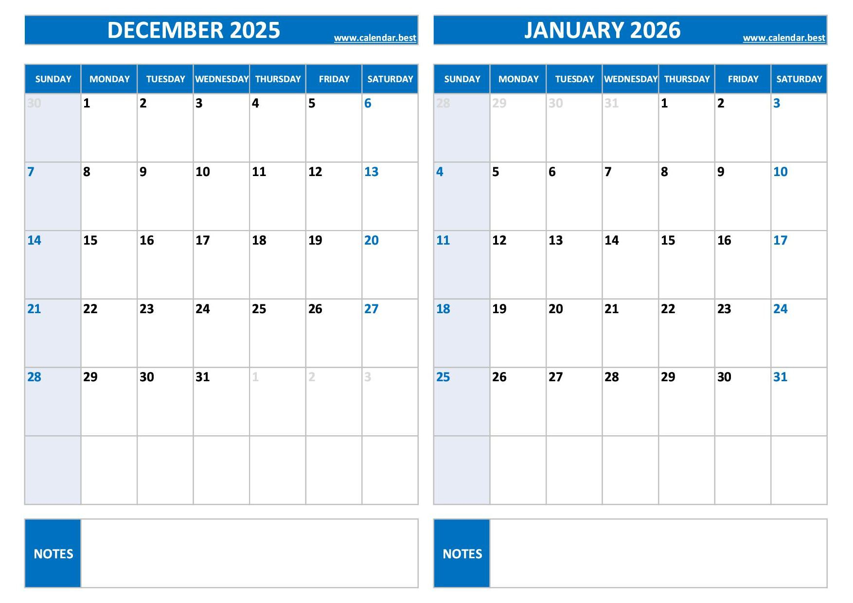 Printable December 2025 And January 2026 Calendar - Free Pdf & Jpg in Free Printable December 2025 January 2026 Calendar