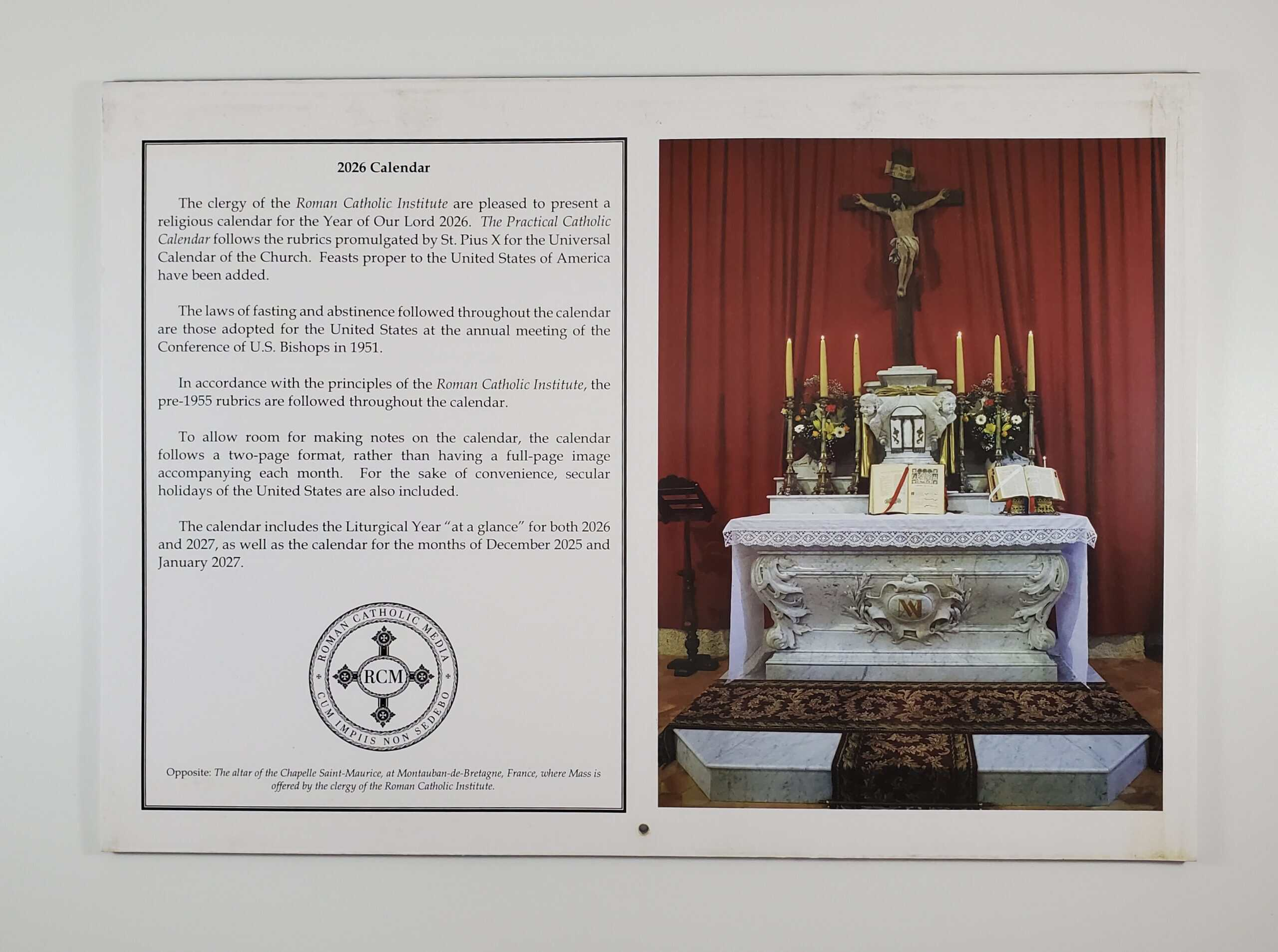 2026 14-Month Traditional Catholic Calendar - Roman Catholic Media within Traditional Latin Mass Catholic Calendar 2026