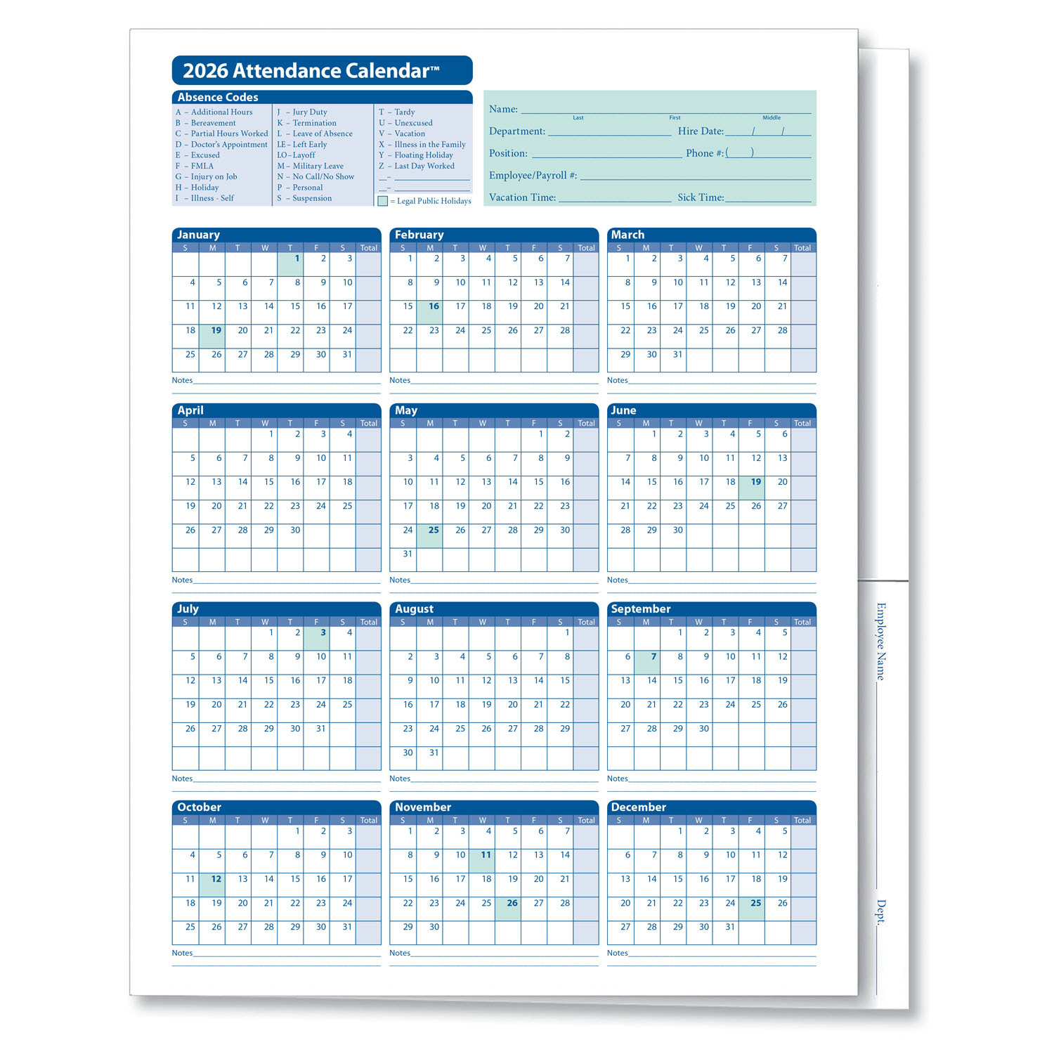 2026 Attendance Calendar Folder | Hrdirect with regard to All In 2026 Attendance