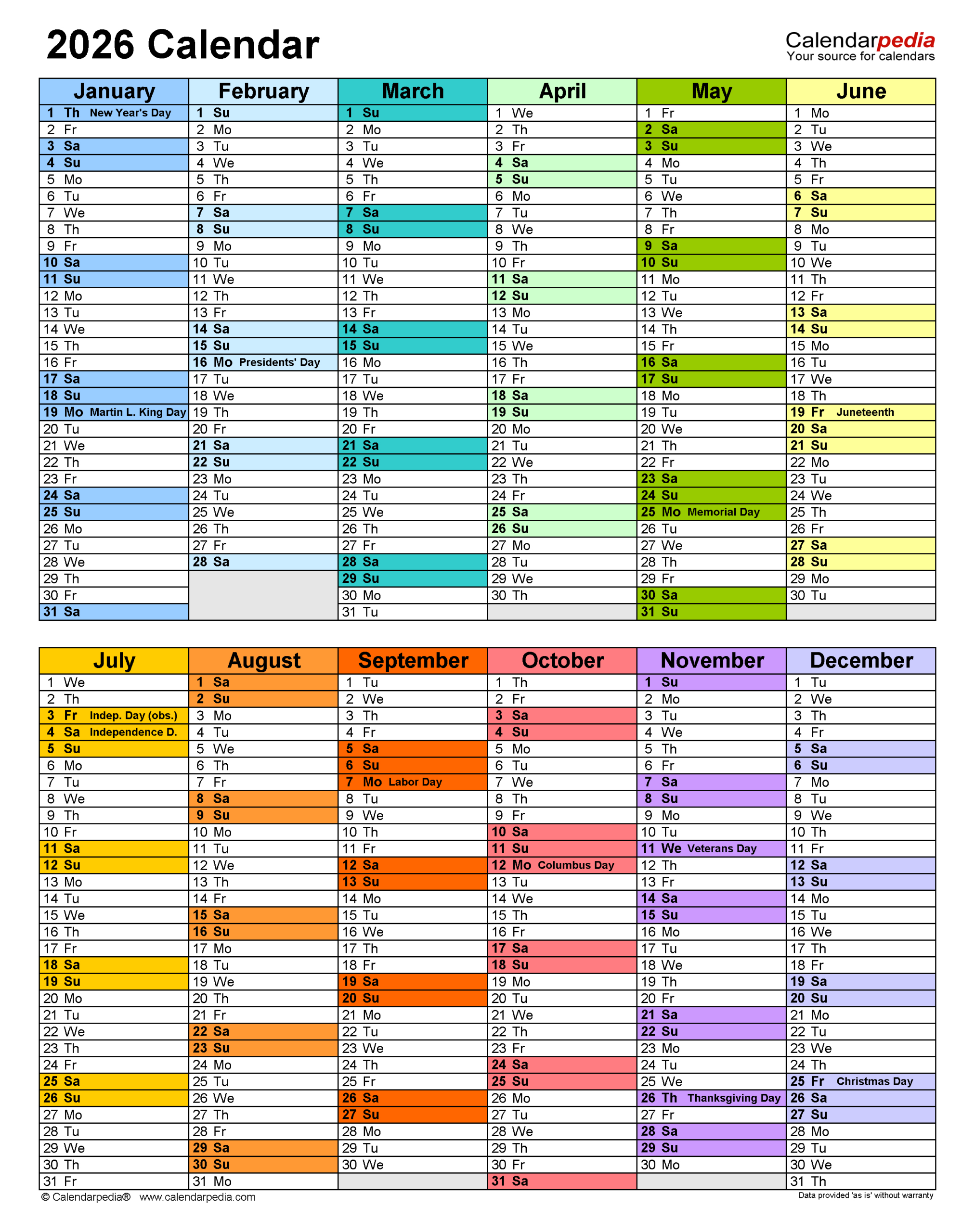 2026 Calendar - Free Printable Pdf Templates | Calendarpedia with regard to Free 2026 Attendance Calendar