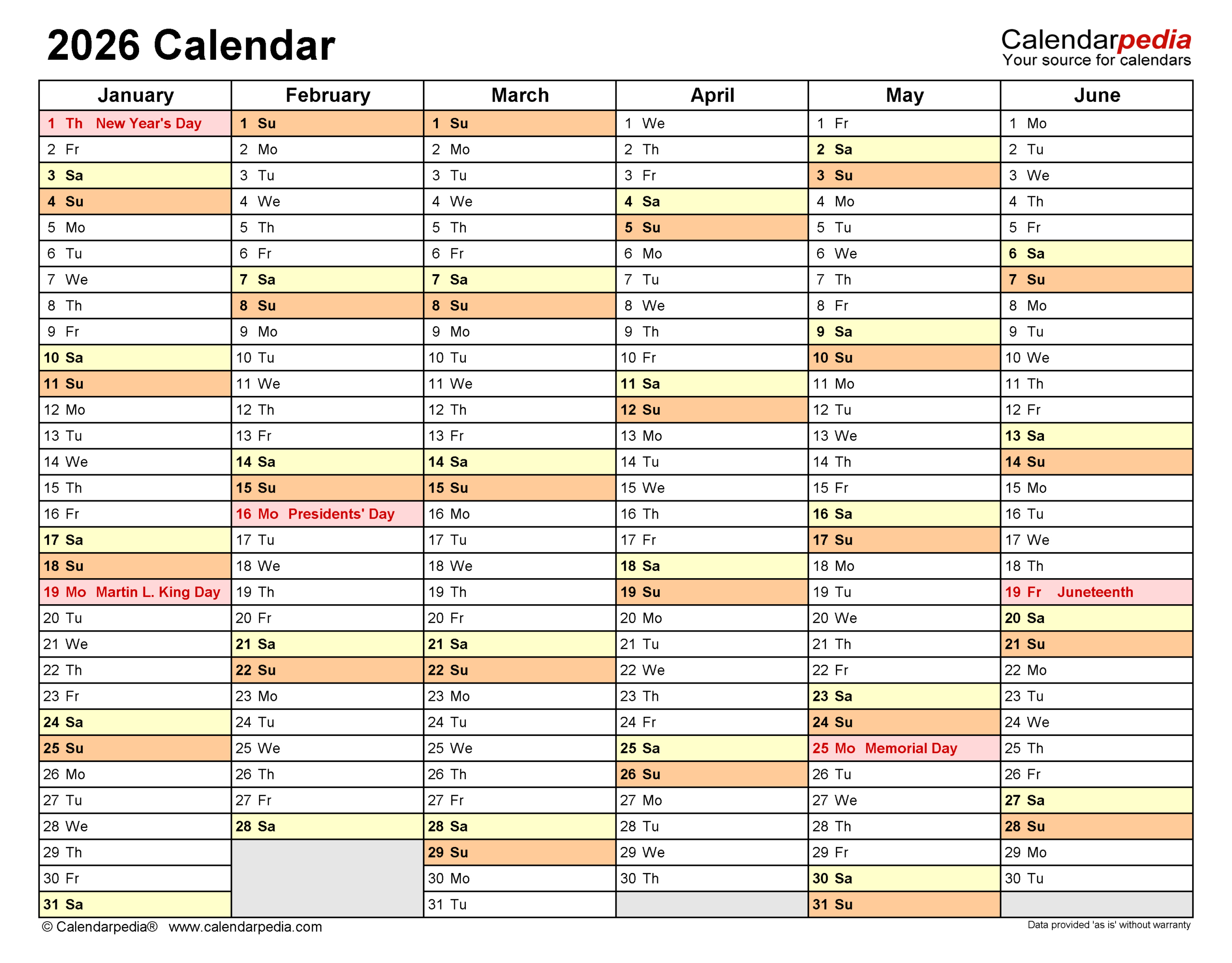 2026 Calendar - Free Printable Pdf Templates | Calendarpedia within 2026 Attendance Calendar