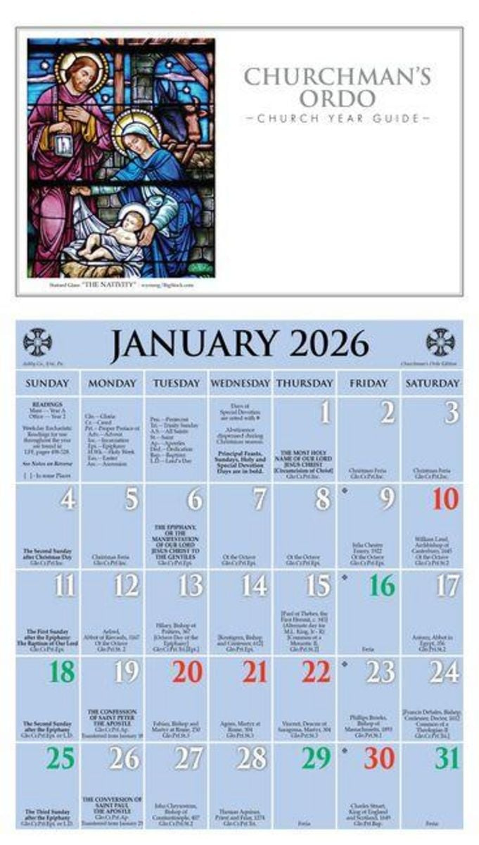2026 Churchman&amp;#039;S Ordo Kalendar&amp;quot; Kaufen with Catholic Calendar January 2026