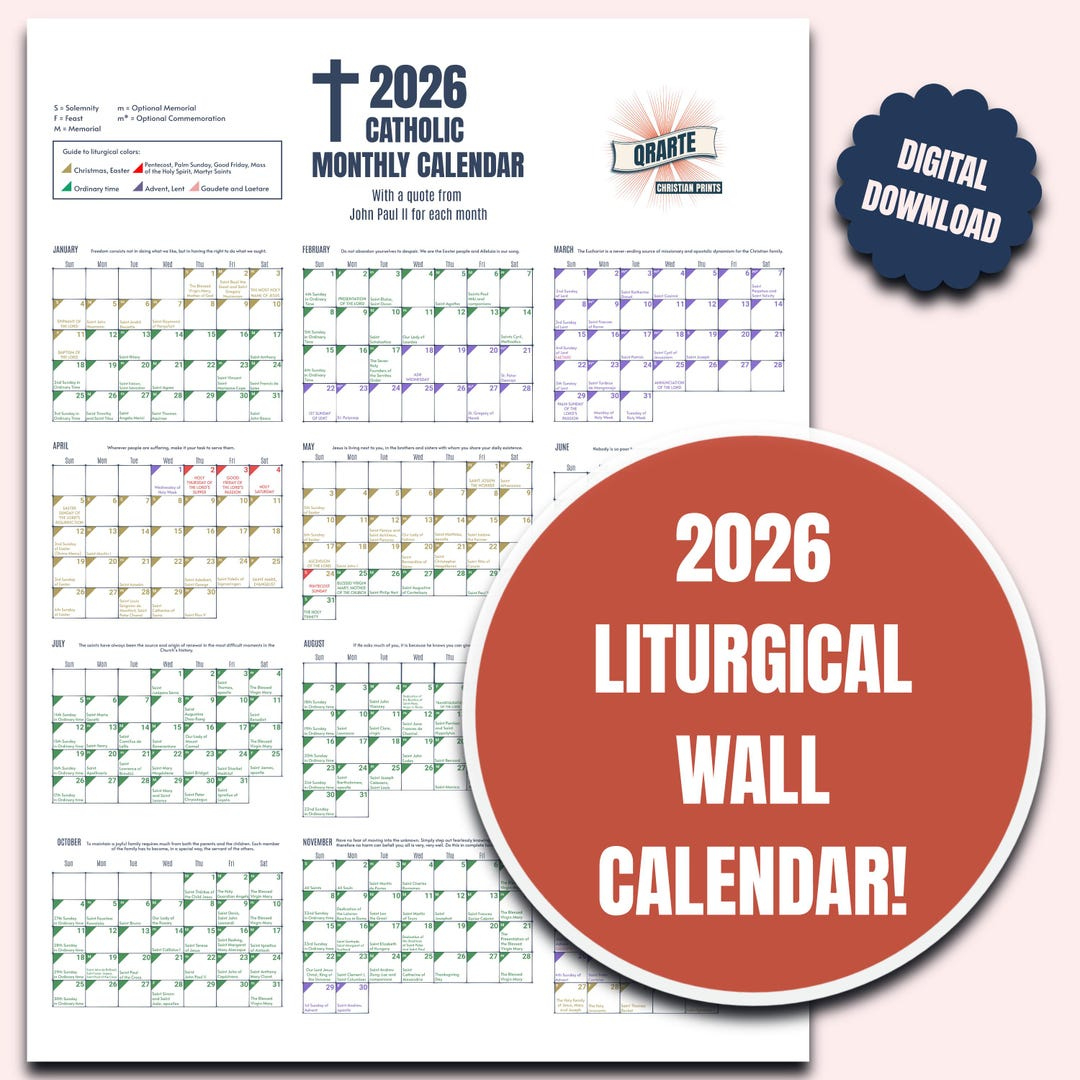 2026 Color-Coded Liturgical Calendar - Instant Download Catholic Planner -  Etsy Sweden in Catholic Calendar 2026 Feast Days