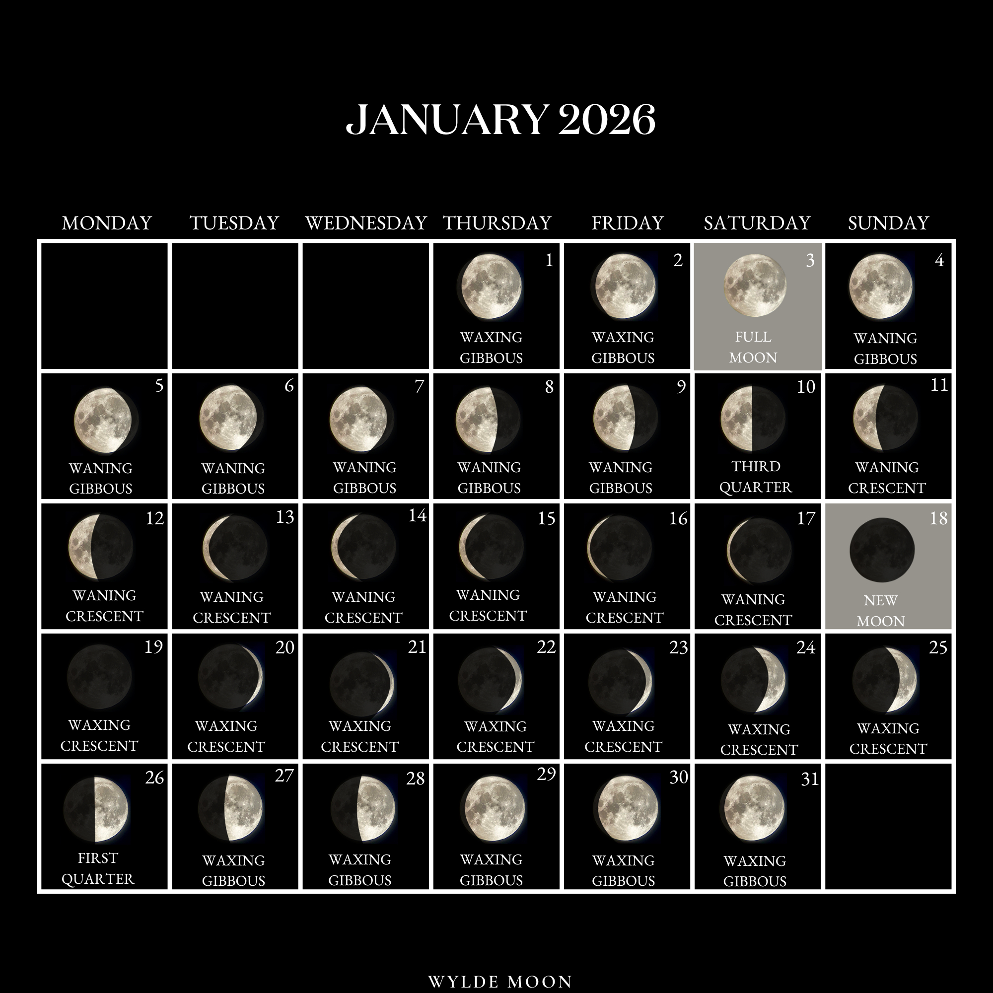 2026 Moon Calendar - Every Phase And Stage Of The Moon throughout 2026 Moon Phase Calendar
