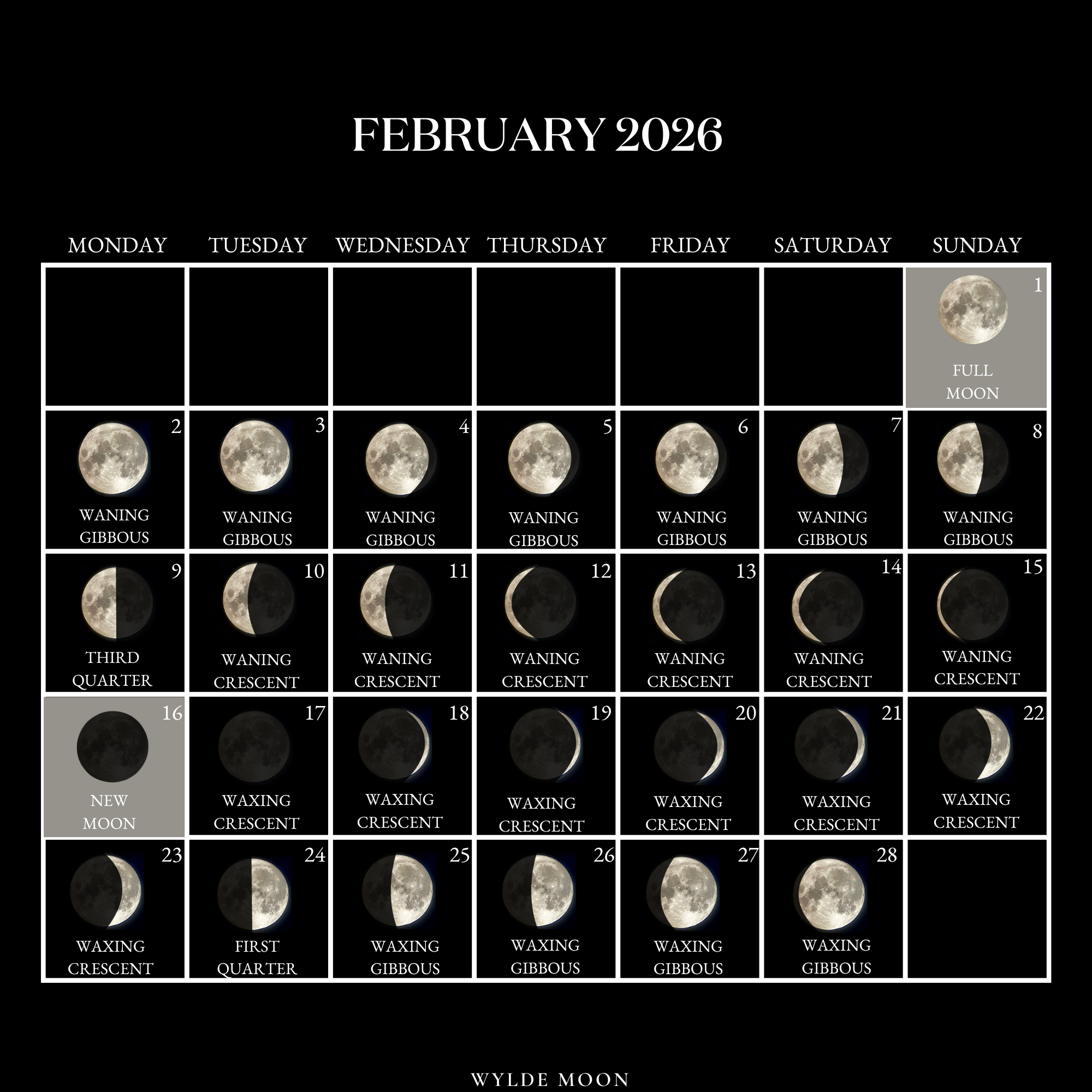 2026 Moon Calendar - Every Phase And Stage Of The Moon with regard to Full Moon Calendar 2026 February