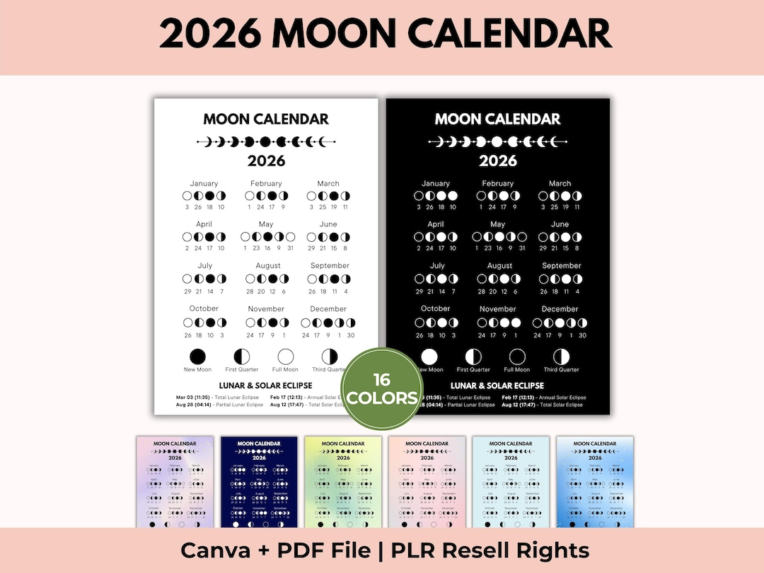 2026 Moon Phases Calendar, Lunar Calendar, Astrology Calendar intended for Full Moon Calendar 2026 India