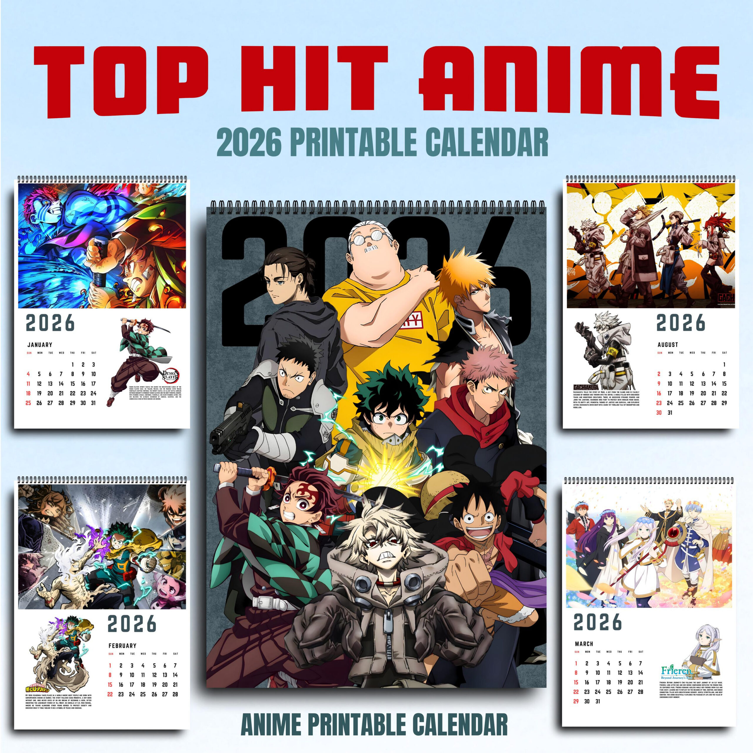 2026 Top Hit Anime Digital Printable Calendar Ready To Print Pdf intended for Anime Calendar 2026 Printable