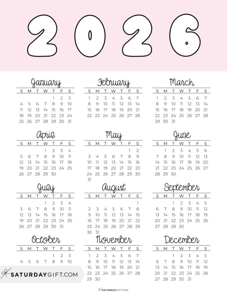 2026 Yearly Calendars - 35 Free Printables pertaining to Yearly Overview 2026 Calendar