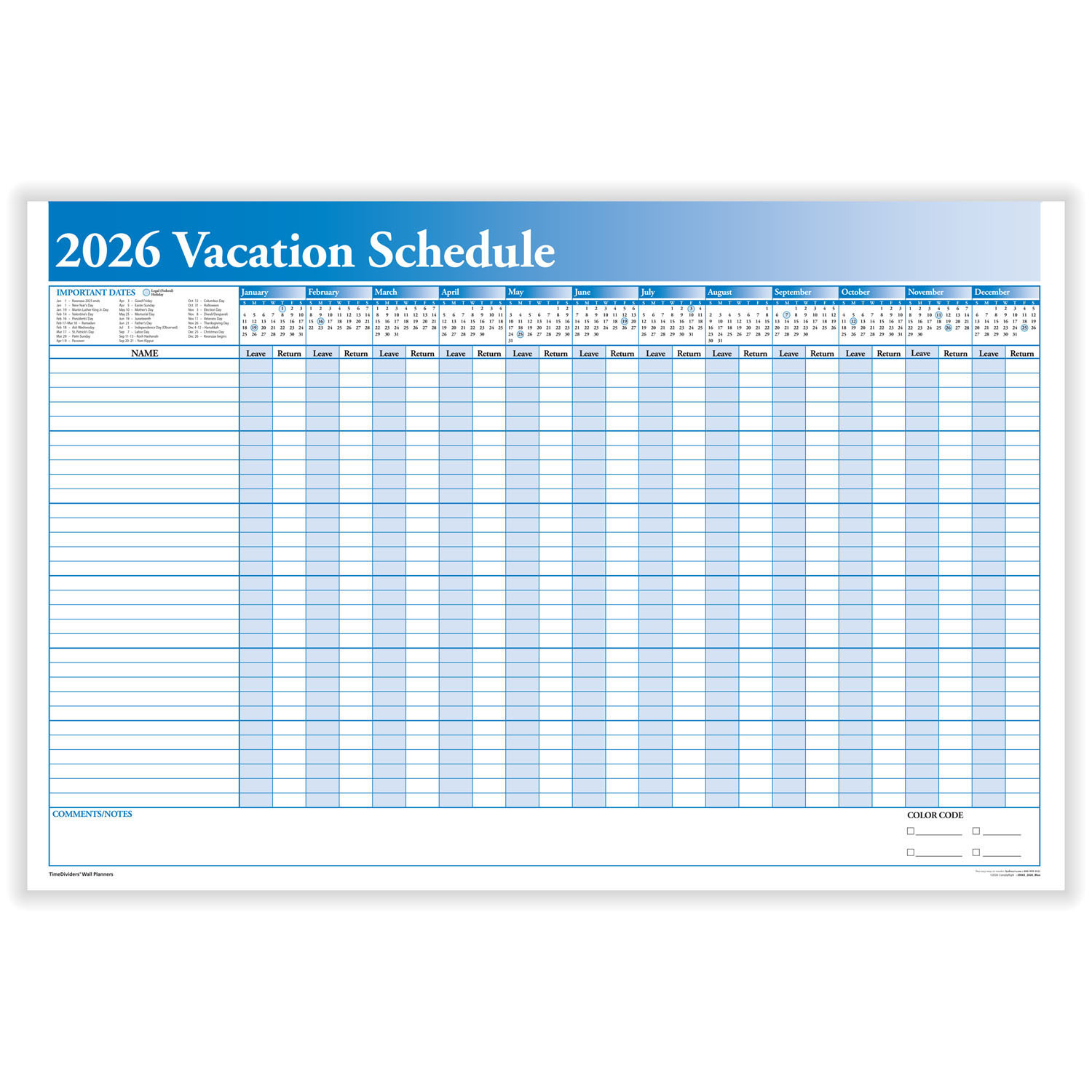 2026 Yearly Vacation Scheduler | Yearly Vacation Planner | Hrdirect with regard to Employee Vacation Calendar 2026