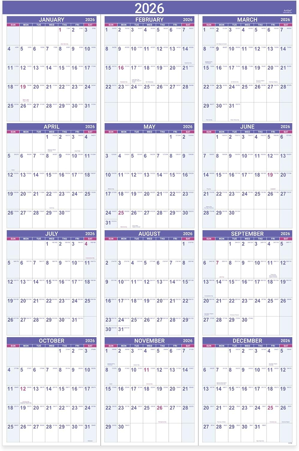 2026 Yearly Wall Calendar - 2026 Wall Calendar With Bhutan | Ubuy regarding Julian Day Calendar 2026