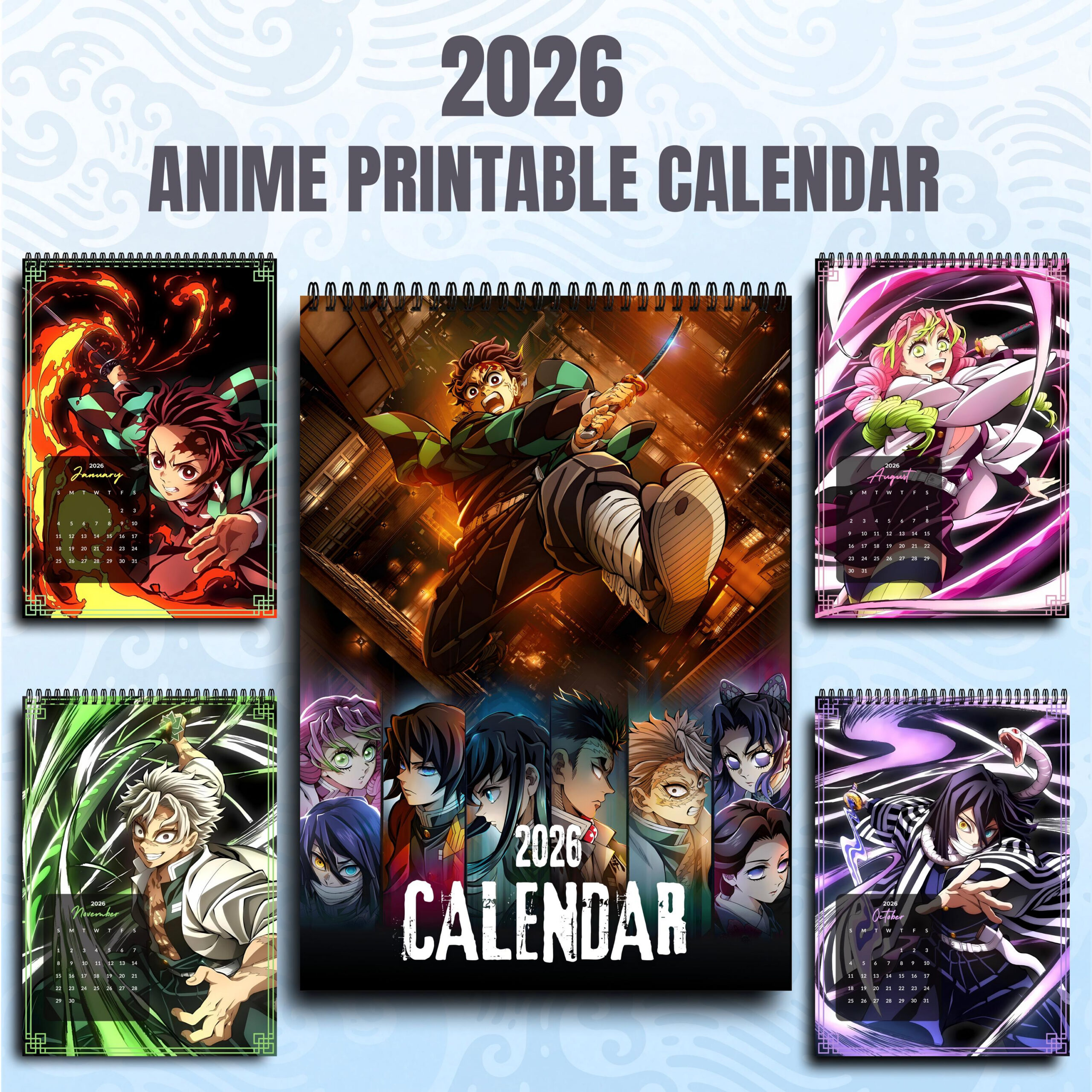 Anime Calendar 2026 Demon Slayer Printable Pdf (Digital Download with regard to Anime Calendar 2026 Release Dates