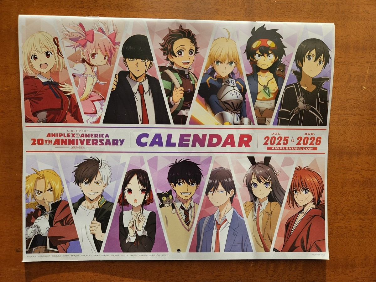 Anime Expo Ax 25 2025-2026 Aniplex Calendar Fate Gurren Lagann Sao with regard to Anime Calendar 2026 USA