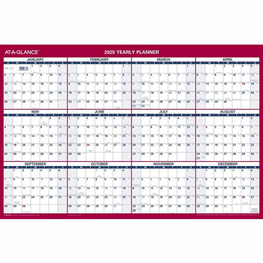 At-A-Glance Vertical Horizontal Reversible Wall Calendar - Large inside Julian Date Calendar 2026 - 2027
