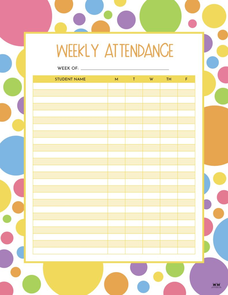 Attendance Sheets - 52 Free Printables | Printabulls regarding Sunday School Attendance 2026