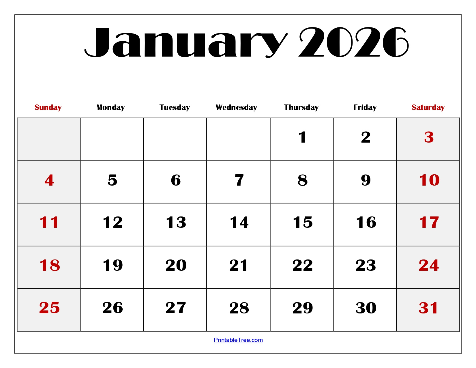 Blank January 2026 Calendar Printable Pdf Templates for January 2026 and February Calendar Printable