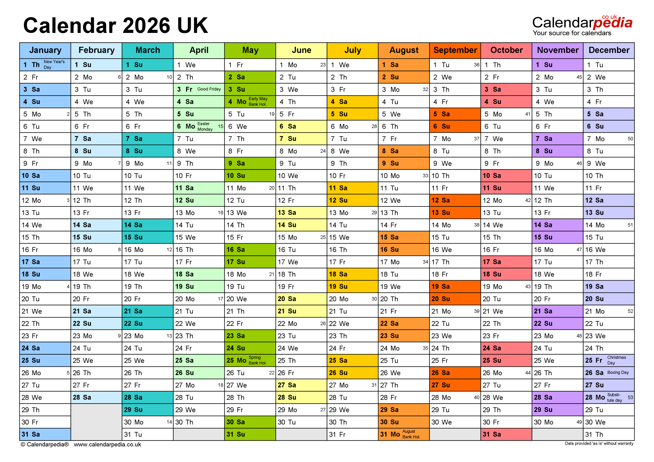 Calendar 2026 (Uk) - Free Printable Pdf Templates intended for Printable 2026 Attendance Calendar