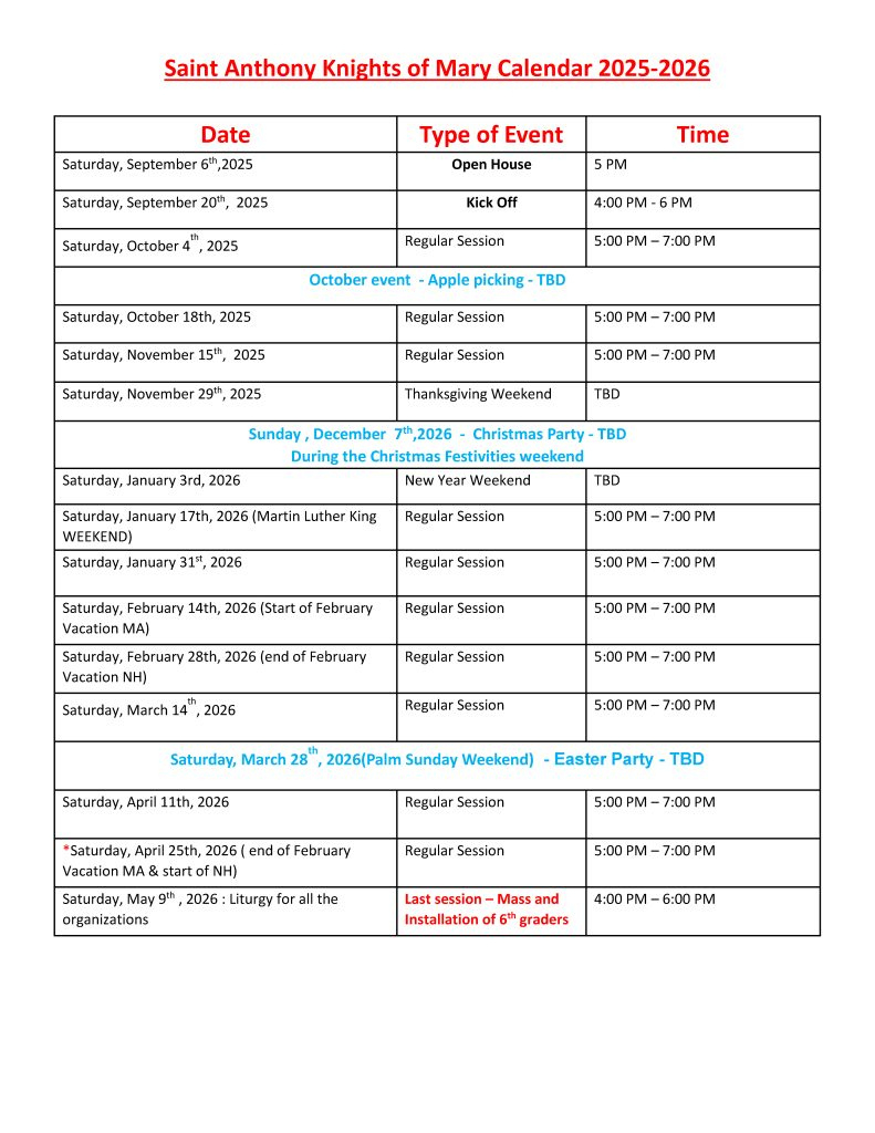Calendar &amp;amp; Events – St Anthony Maronite Church within Maronite Liturgical Calendar 2026