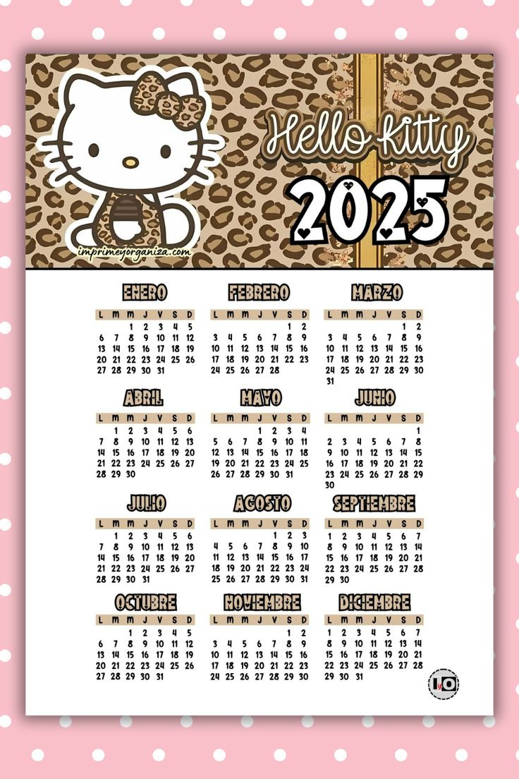 Calendario 2025 Hello Kitty Animal Print for Hello Kitty December 2025 Calendar