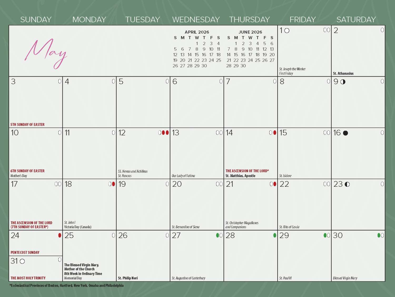 Catholic Calendars | Blue Mound Graphics in Catholic Calendar 2026 with Holidays