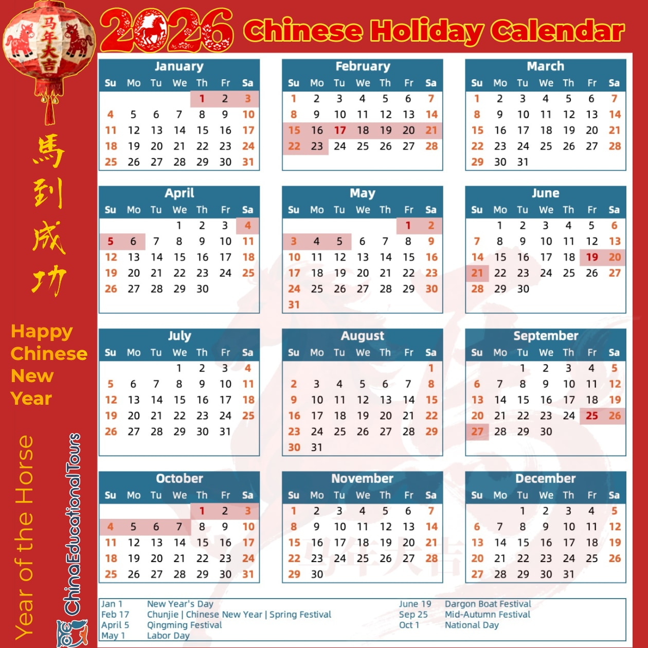 China Public Holiday Calendar In 2026 - Holidays In China pertaining to China Working Calendar 2026