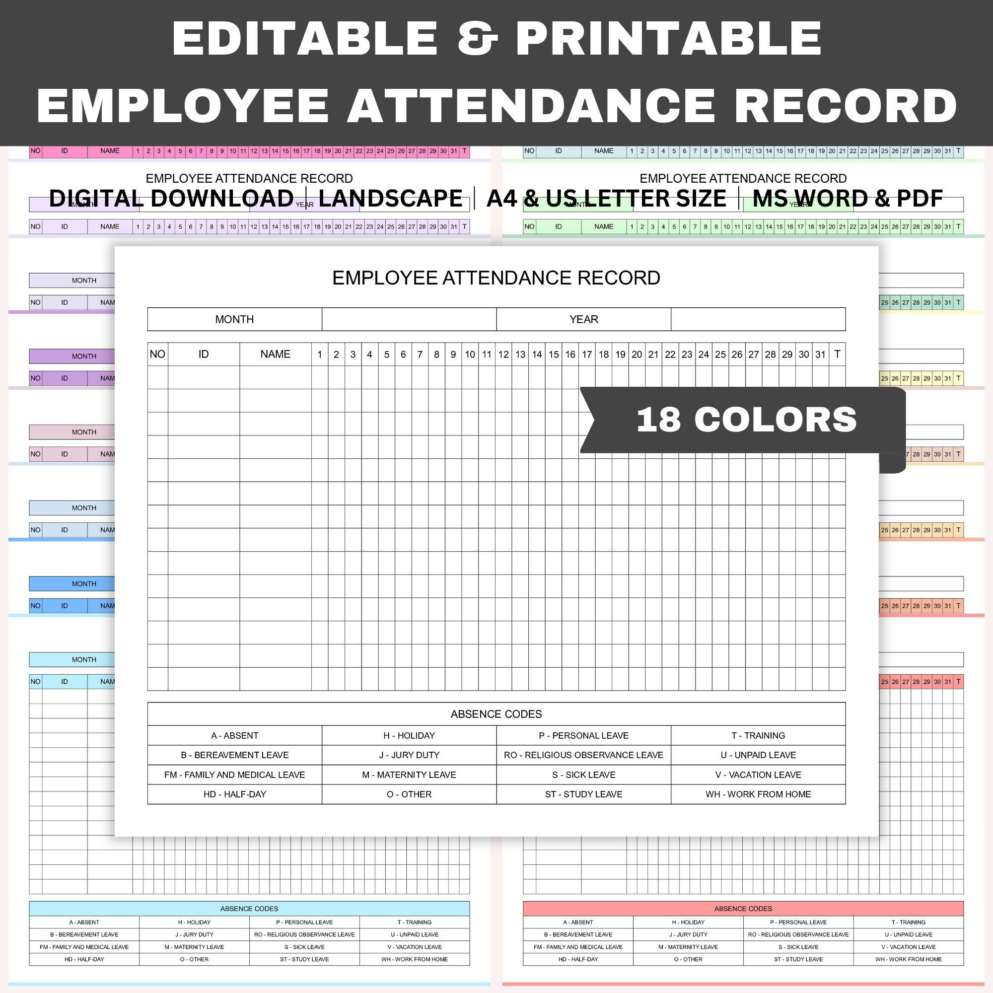 Employee Records Download - Etsy Uk throughout Ppe 2026 Employee Attendance Calendar