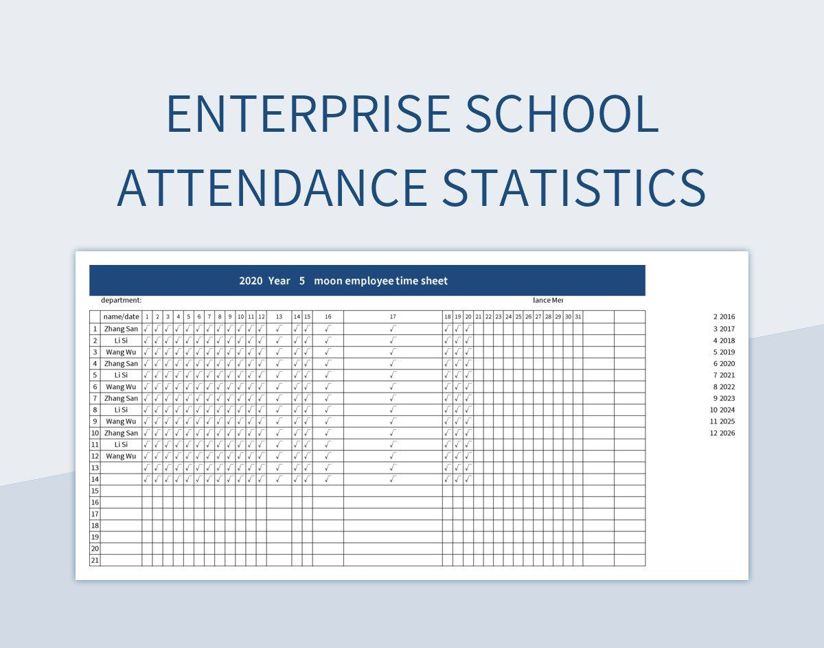 Enterprise School Attendance Statistics Excel Template And Google for School Attendance Data 2026