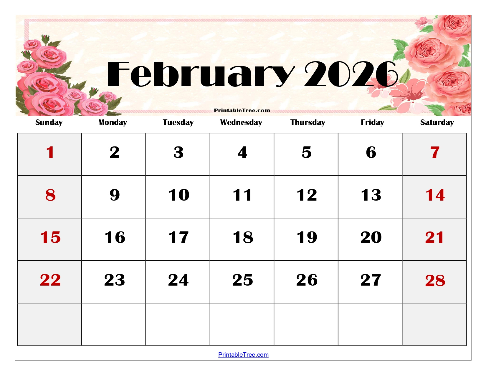 February 2026 Calendar Printable Pdf With Holidays Templates throughout February 2026 Calendar Page