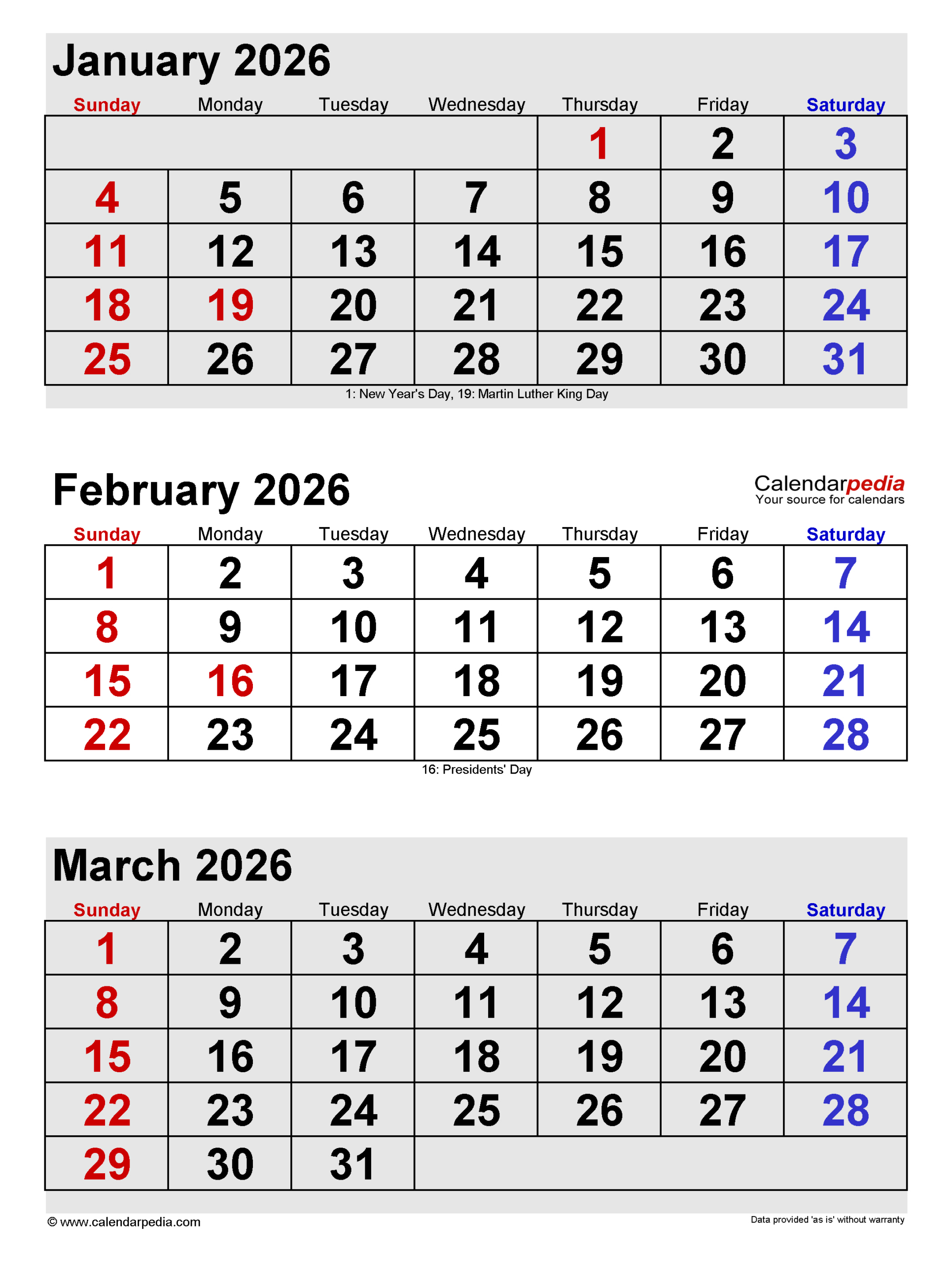 February 2026 Calendar | Templates For Pdf, Excel And Word throughout January February 2026 Calendar Printable