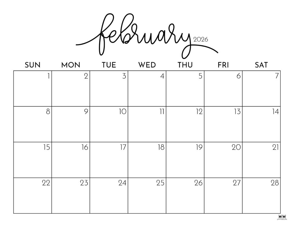 February 2026 Calendars - 123 Free Printables | Printabulls within February 2026 Calendar Page