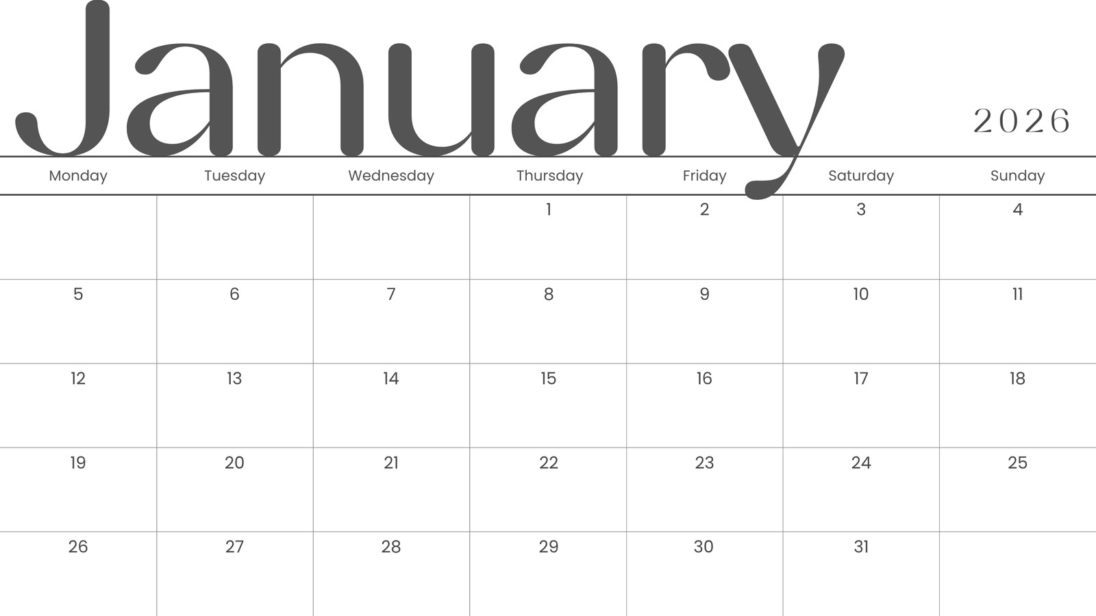 Free And Editable January 2026 Calendar Templates | Canva pertaining to January 2026 Calendar Planner Printable