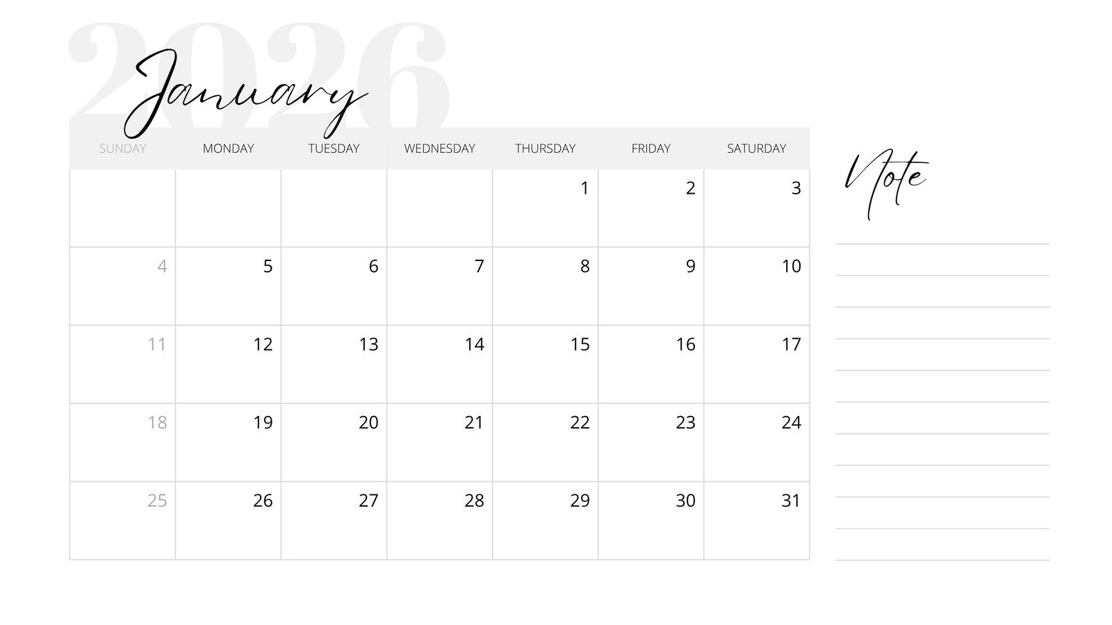 Free And Editable January 2026 Calendar Templates | Canva with regard to Printable Blank Calendar January 2026