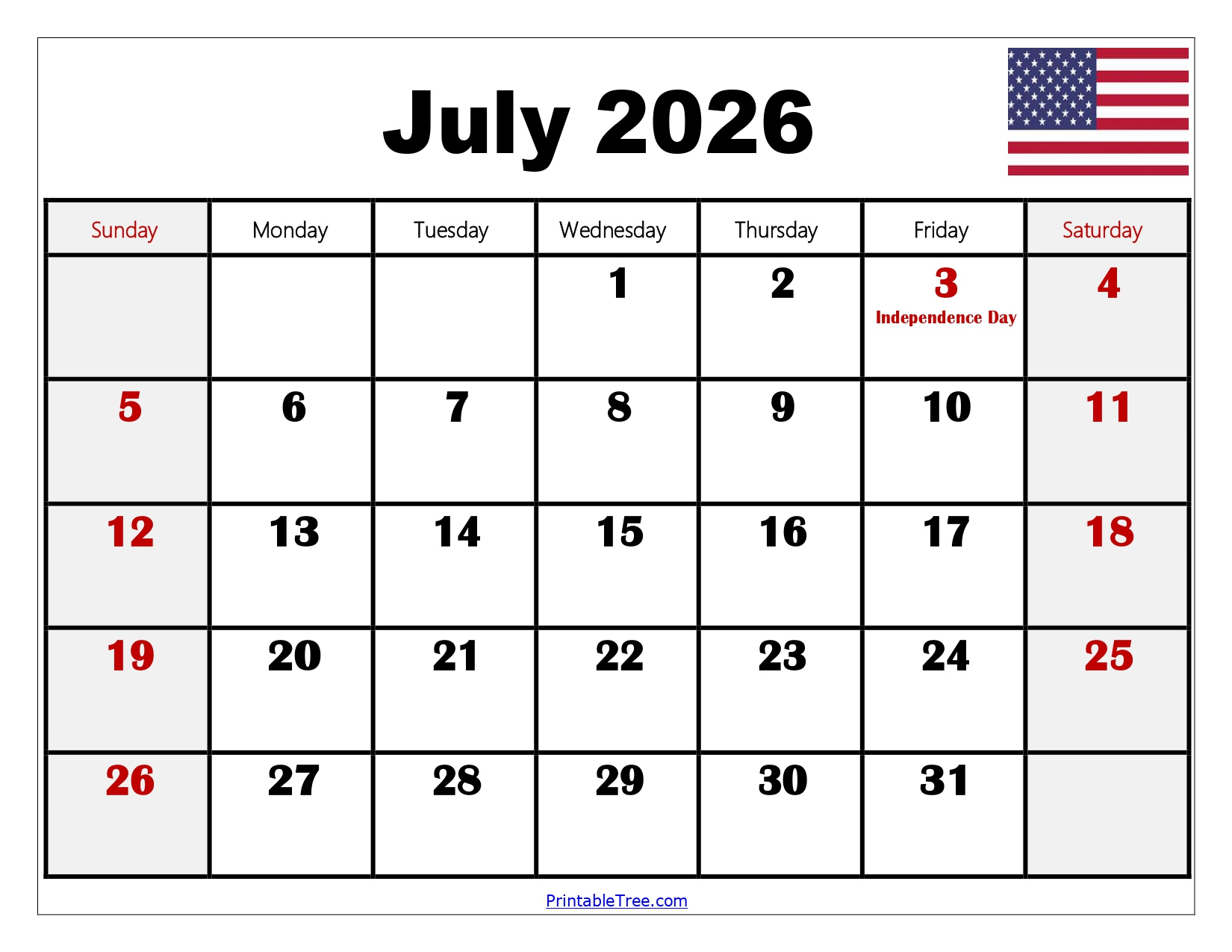 Free July 2026 Calendar Printable Pdf With Holidays Template for 2026 Julian Calendar With Holidays