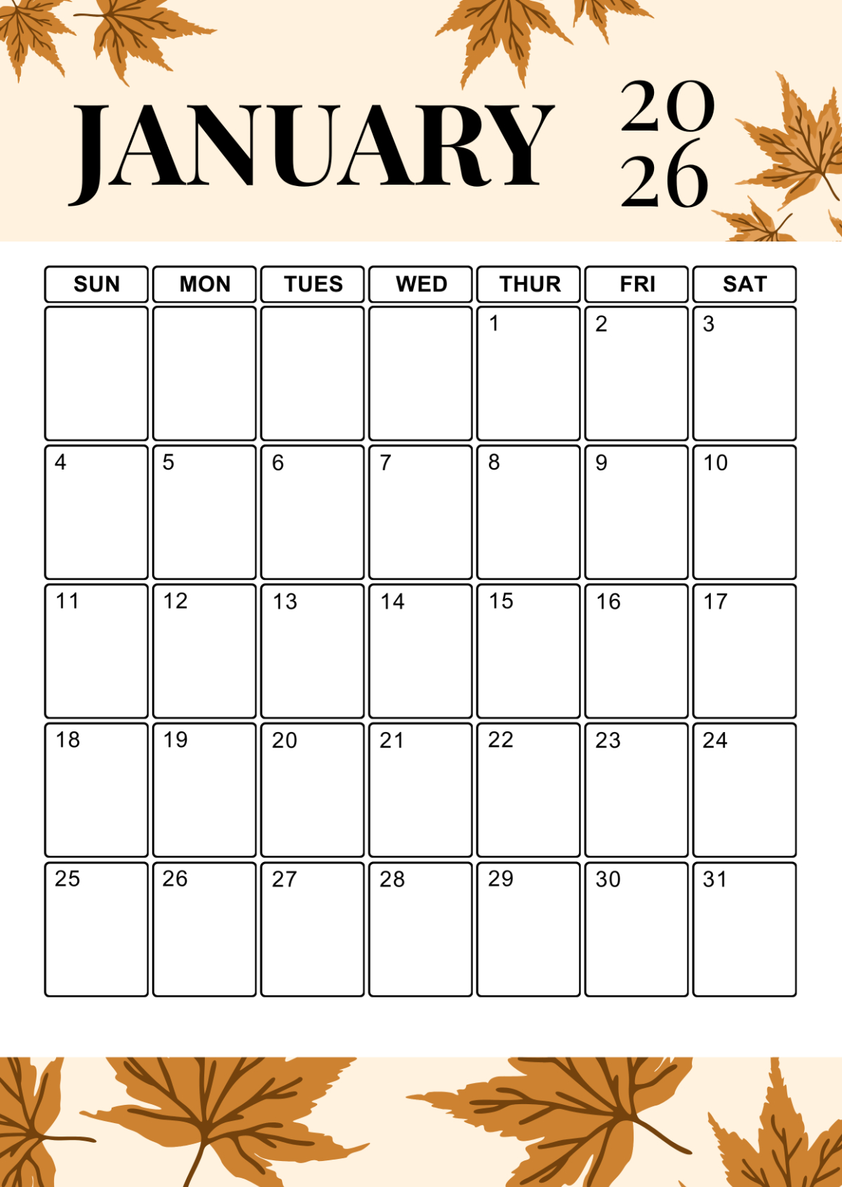 Free Portrait January 2026 Calendar Template To Edit Online inside January 2026 Calendar Printable Portrait