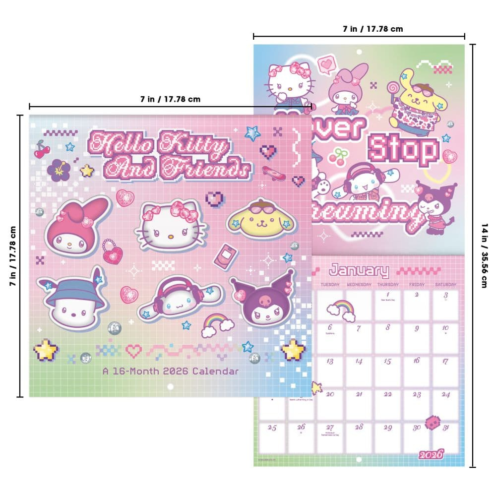 Hello Kitty 2026 Mini Wall Calendar - Calendars intended for Hello Kitty Calendar 2026 with Holidays