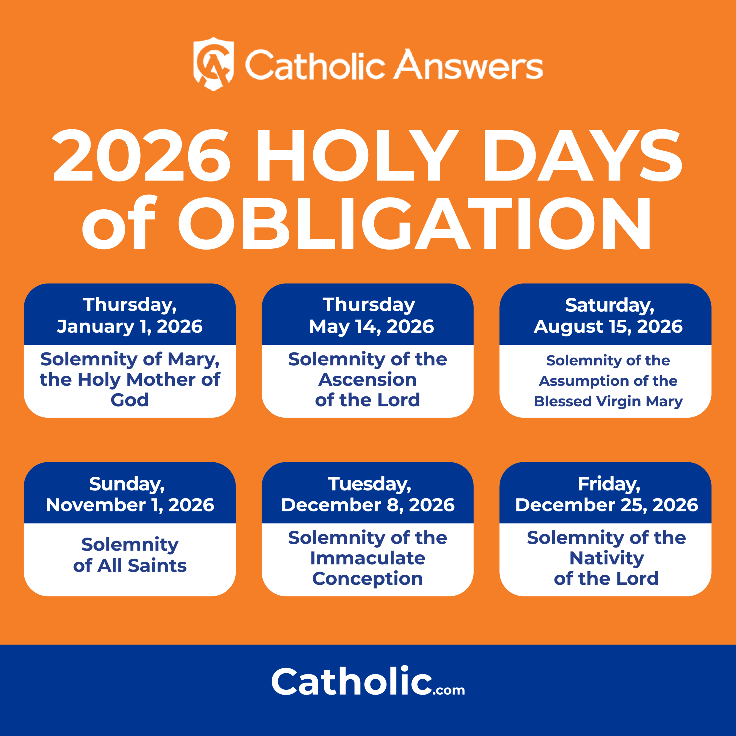 Holy Days Of Obligation 2025 &amp;amp; 2026 | List Of Catholic Holy Days regarding Catholic Holy Day Calendar 2026