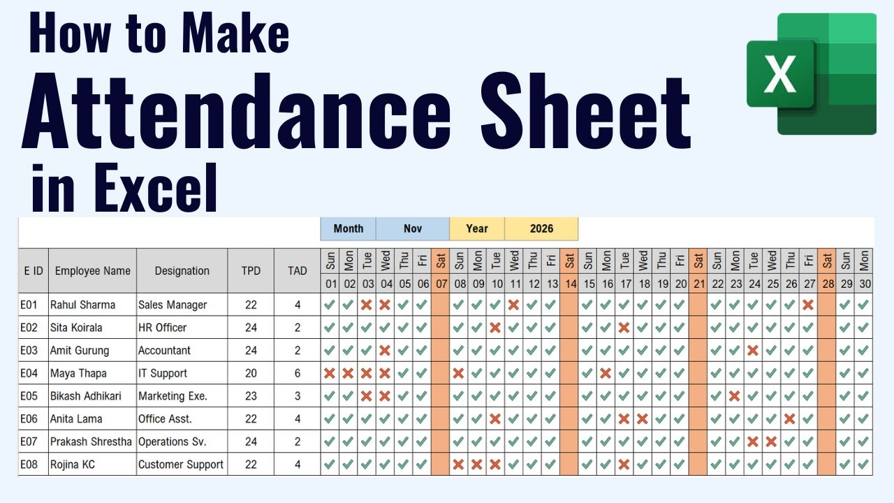 How To Make Attendance Sheet In Excel intended for Attendance Sheet July 2026