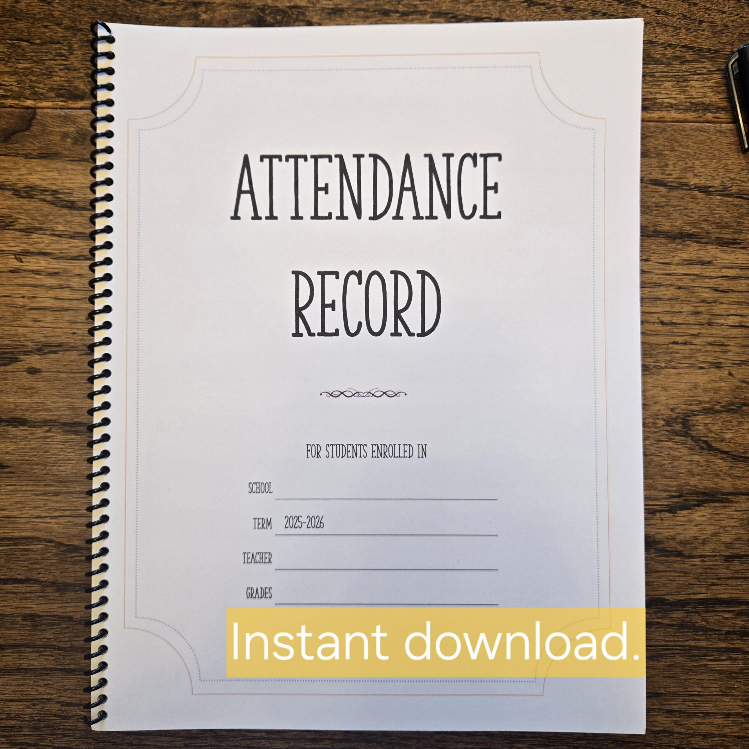 Instant Download School Attendance Record 2025-2026 - Etsy Australia for Class Attendance Register 2026