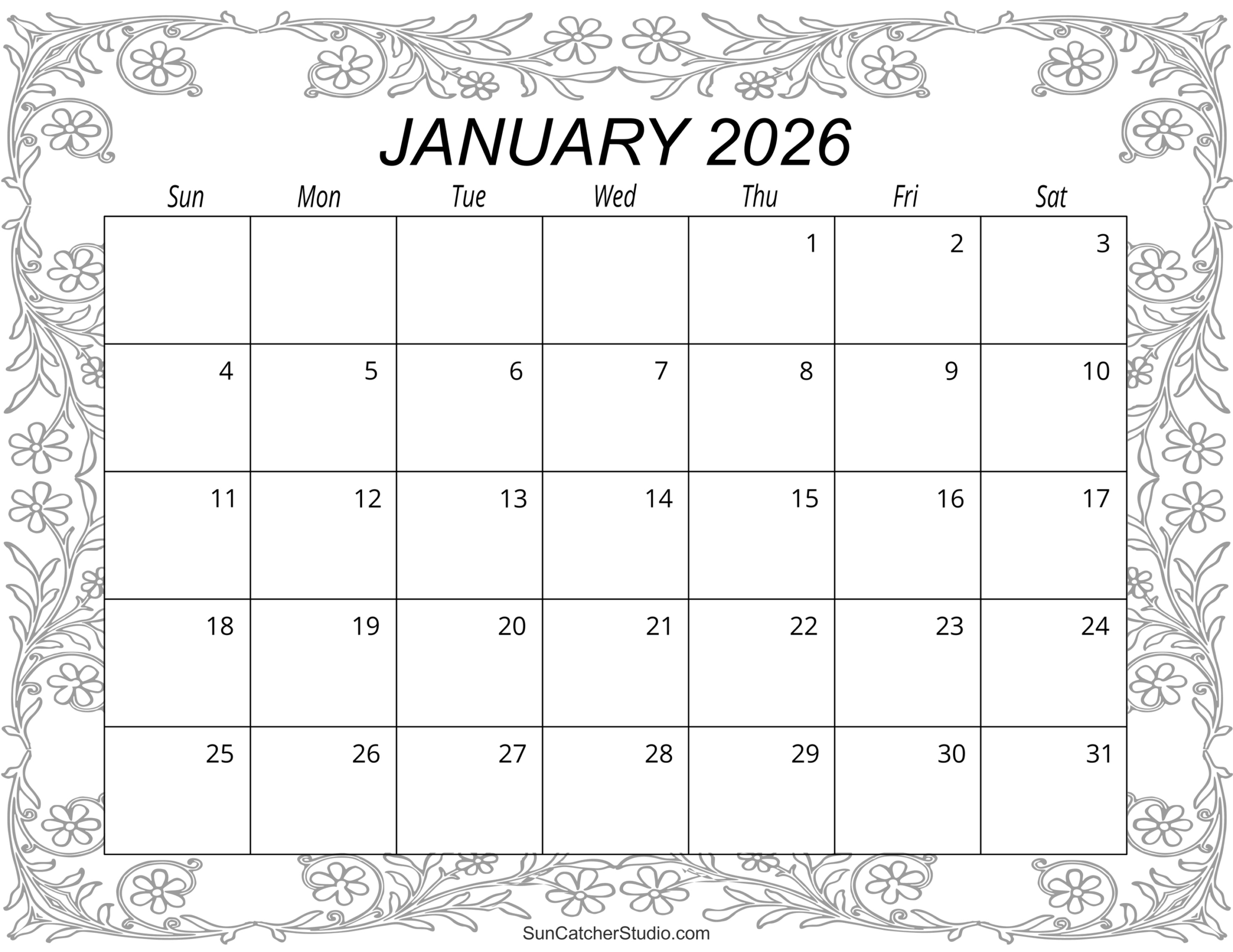 January 2026 Calendar (Free Printable) – Free Printables throughout January 2026 Printable Calendar