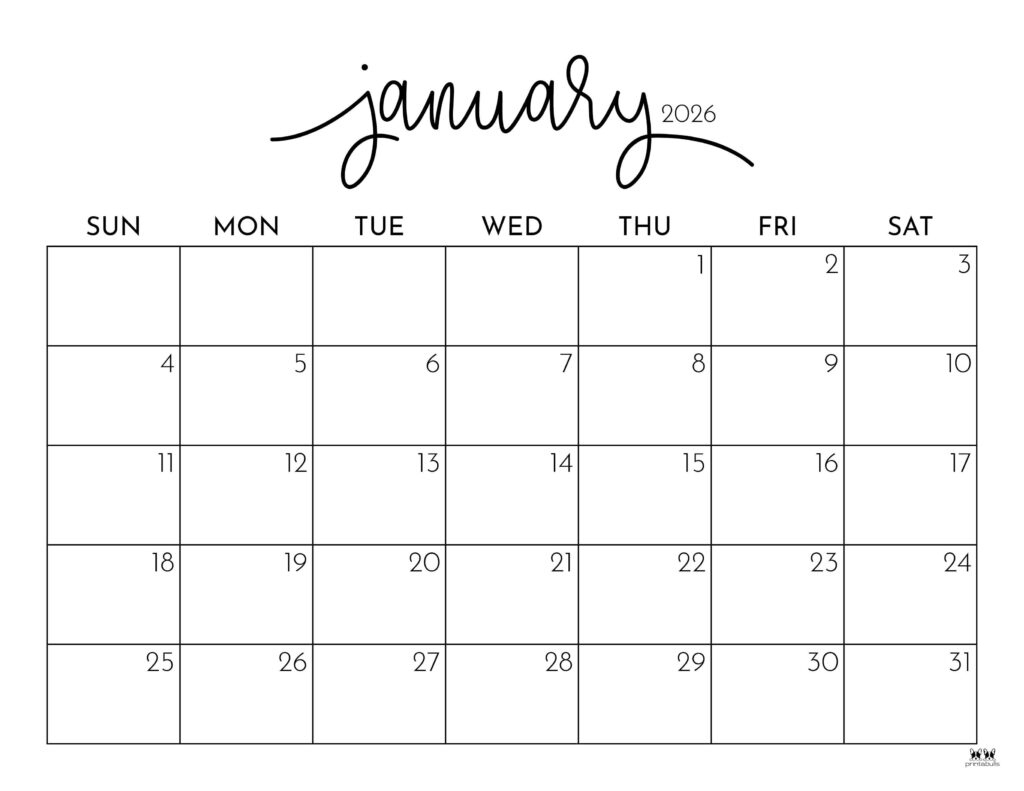 January 2026 Calendars - 123 Free Printables | Printabulls with regard to Free Printable 2026 Coloring Calendar January