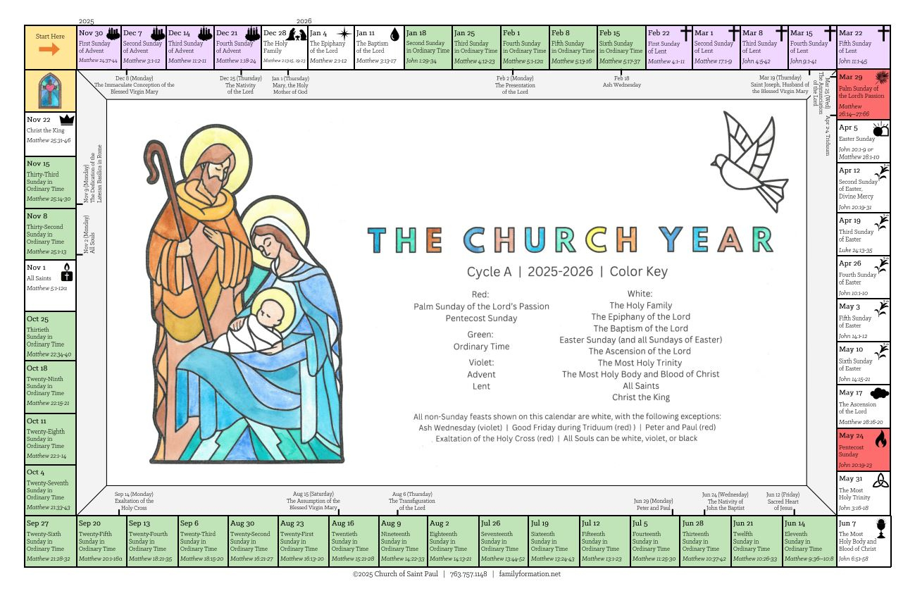 Liturgical Calendars | Family Formation throughout Roman Catholic Liturgical Calendar 2026