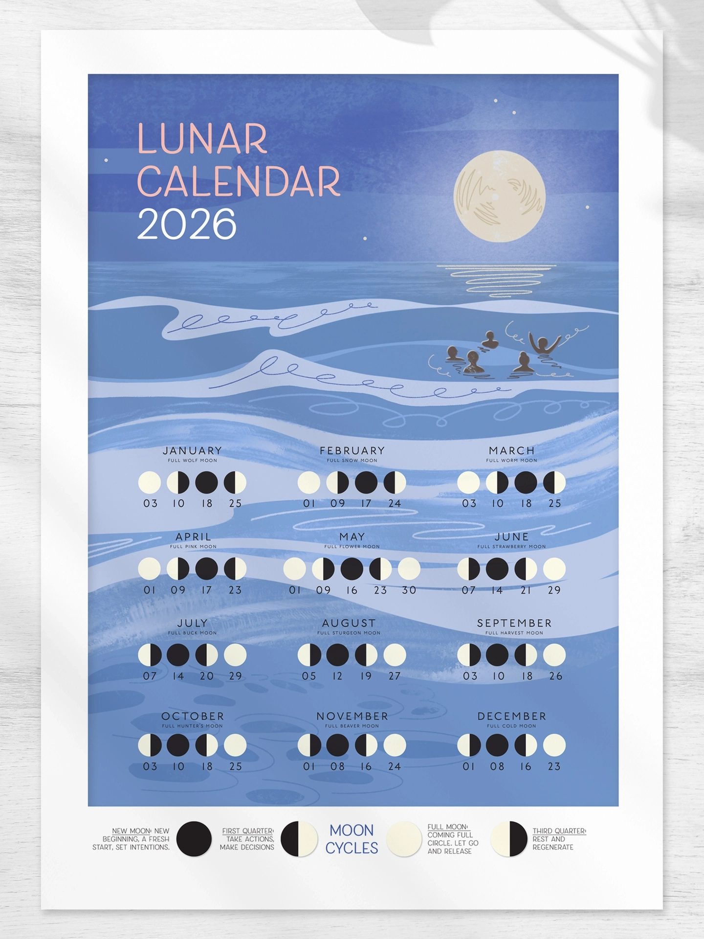 Lunar Calendar 2026 - Holly &amp;amp; Co pertaining to Moon Phase Calendar 2026 Usa