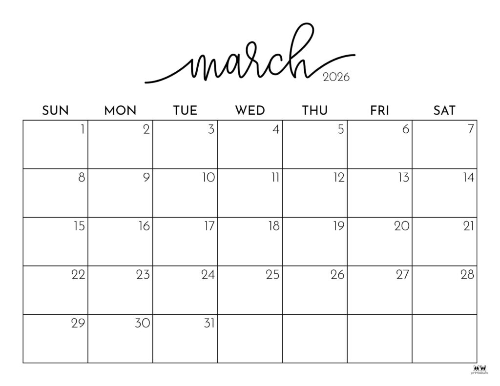March 2026 Calendars - 123 Free Printables | Printabulls for January February March 2026 Printable Calendar